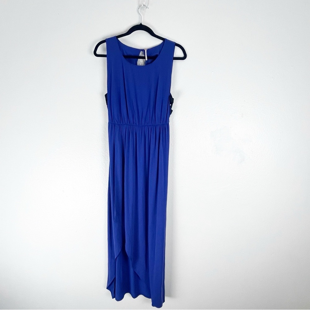 FREE PEOPLE Blue Modal Blend Elastic Waist Black Strappy Sides Dress Medium